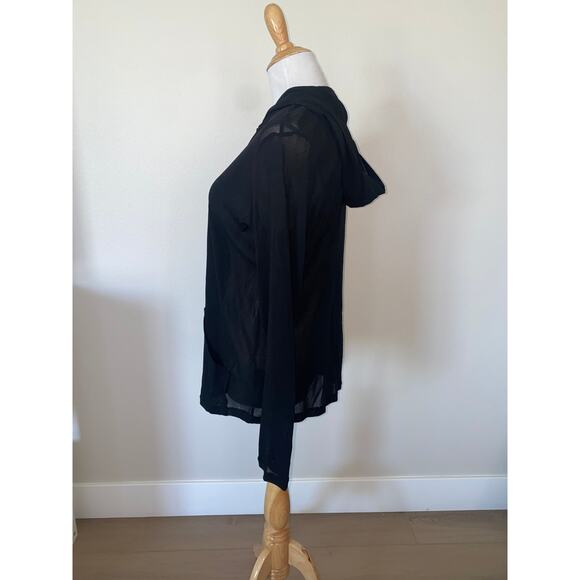 Tripp NYC Mesh Hoodie Top Snap Front Black L/S Size Large - Picture 5 of 9